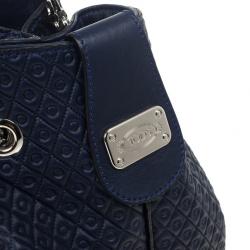 Pre Owned Tod`s Signature Medium Navy Blue Patent Leather Tote Bag