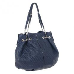 Pre Owned Tod`s Signature Medium Navy Blue Patent Leather Tote Bag