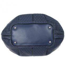 Pre Owned Tod`s Signature Medium Navy Blue Patent Leather Tote Bag