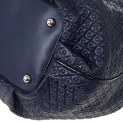 Pre Owned Tod`s Signature Medium Navy Blue Patent Leather Tote Bag