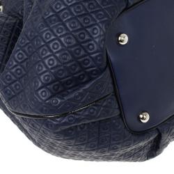 Pre Owned Tod`s Signature Medium Navy Blue Patent Leather Tote Bag