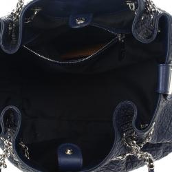 Pre Owned Tod`s Signature Medium Navy Blue Patent Leather Tote Bag