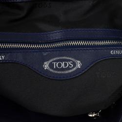 Pre Owned Tod`s Signature Medium Navy Blue Patent Leather Tote Bag
