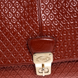 Pre Owned Tod's Dark Orange Patent Leather Signature Clutch