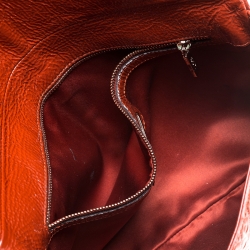 Pre Owned Tod's Dark Orange Patent Leather Signature Clutch