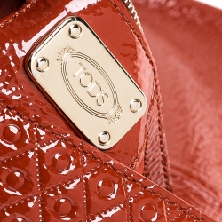 Pre Owned Tod's Dark Orange Patent Leather Signature Clutch