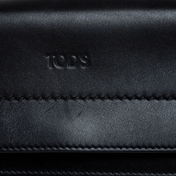 Pre Owned Tod's Black Fringed Leather Medium Wave Tote