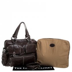 Pre Owned Tod's Dark Brown Leather Large T bag Media Satchel
