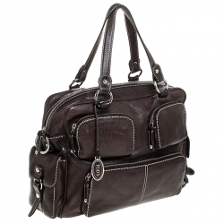 Pre Owned Tod's Dark Brown Leather Large T bag Media Satchel