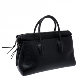 Pre Owned Tod's Black Leather Front Pocket Tote