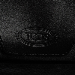 Tod's Black  Leather Studded Wristlet Clutch