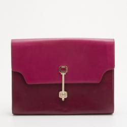 Tod's Raspberry Two-Tone Envelope Oversized Clutch