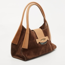 Tod's Brown Suede and Leather Satchel