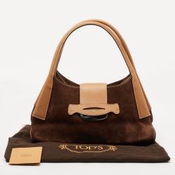 Tod's Brown Suede and Leather Satchel