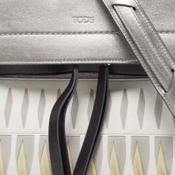 Tod's Silver/White Leather Wave Laser Top Handle Bag
