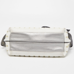 Tod's Silver/White Leather Wave Laser Top Handle Bag