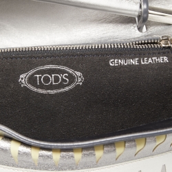Tod's Silver/White Leather Wave Laser Top Handle Bag