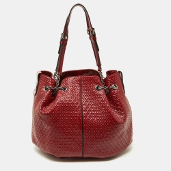 Tod's Red Patent Leather Chain Bucket Bag
