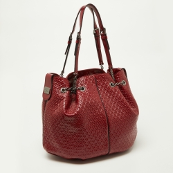 Tod's Red Patent Leather Chain Bucket Bag