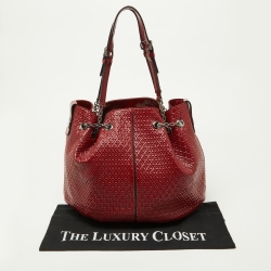 Tod's Red Patent Leather Chain Bucket Bag