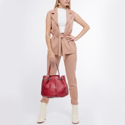 Tod's Red Patent Leather Chain Bucket Bag