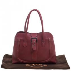 Pre Owned Tod's Red Leather Buckle Satchel