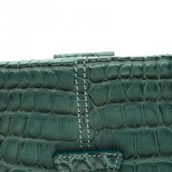 Tod's Baby Blue Alligator Embossed Leather Compact Wallet