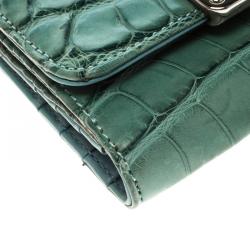 Tod's Baby Blue Alligator Embossed Leather Compact Wallet