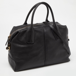 Pre Owned Tod's Black Leather D-Styling Bauletto Medio Satchel