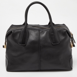 Pre Owned Tod's Black Leather D-Styling Bauletto Medio Satchel