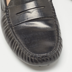 Pre Owned Tod's Black Leather Slip On Loafers Size 39.5