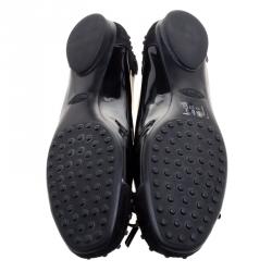 Pre Owned حذاء فلات باليه تودز ديو جلد لامع وسويدي مبطن لونين مقاس 39