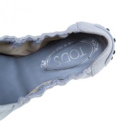 Pre Owned Tod's Silver Leather Dee Ballet Flats Size 39