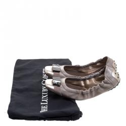 Pre Owned Tod's Two Tone Leather Crystal Embellished Scrunch Ballet Flats Size 38