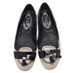 مملوكة مسبقًا Tod's Two Tone Tassel Loafer Ballet Flats Size 39