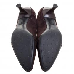 Pre Owned Tod's Brown Suede Pointed Toe Penny Loafer Pumps Size 38