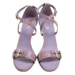 Pre Owned Tod's Lilac Leather Buckle Cross Strap Sandals Size 40