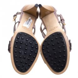 Pre Owned Tod's Lilac Leather Buckle Cross Strap Sandals Size 40