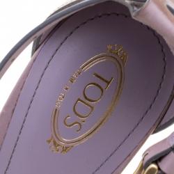 Pre Owned Tod's Lilac Leather Buckle Cross Strap Sandals Size 40