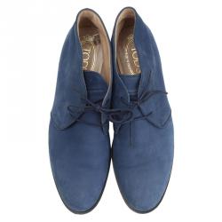 مملوكة مسبقًا Tod's Blue Suede Lace Up Chukka Ankle Boots Size 37.5