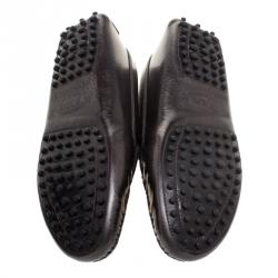 Pre Owned حذاء لوفرز تودز بيني جلد نقش دانتيل رمادي ميتالك مقاس 39.5