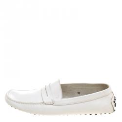 Pre Owned حذاء بيني لوفرز تودز جلد أبيض مقاس 39