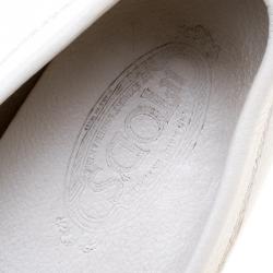 Pre Owned حذاء بيني لوفرز تودز جلد أبيض مقاس 38