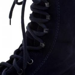 Pre Owned Tods Navy Blue Suede Lace Up Ankle Boots Size 41