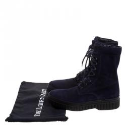 Pre Owned Tods Navy Blue Suede Lace Up Ankle Boots Size 41