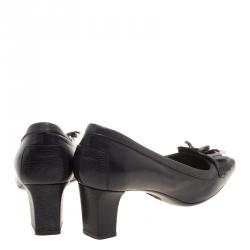 Pre Owned حذاء لوفرز تودز جلد أسود مقدمة مربعة بشراشيب مقاس 37