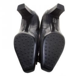 Pre Owned حذاء لوفرز تودز جلد أسود مقدمة مربعة بشراشيب مقاس 37