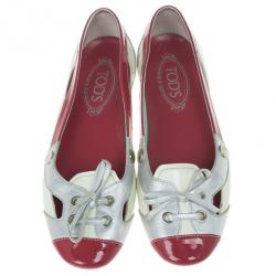 مملوكة مسبقًا Tod's Two Tone Lace Up Ballet Flats Size 37.5