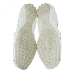 مملوكة مسبقًا Tod's White Patent Peep Toe Ballet Flats Size 38.5