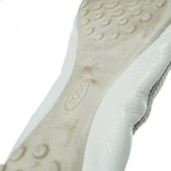 مملوكة مسبقًا Tod's White Patent Peep Toe Ballet Flats Size 38.5